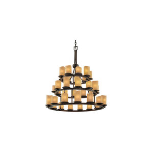 Candlearia 36 Light Dark Bronze Chandelier Ceiling Light in Amber (CandleAria), Cylinder with Melted Rim, Incandescent