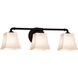 Fusion 3 Light 25.5 inch Matte Black Bath Bar Wall Light in Square Flared, Incandescent, Opal Fusion