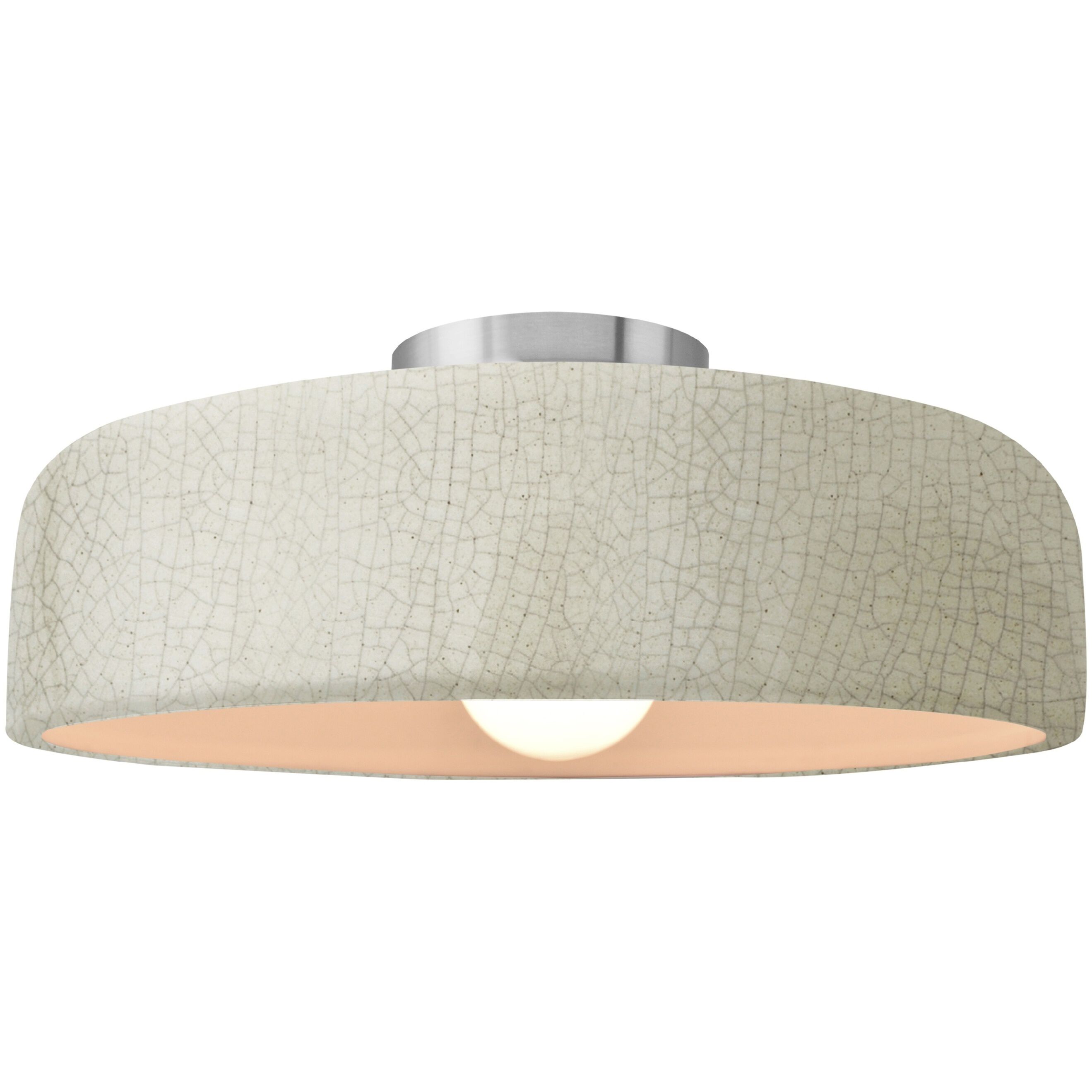 Radiance Collection - Spire LED 13 inch White Crackle and Brushed Nickel Semi-Flush Ceiling Light in Dedicated LED, 13W x 6H, Form+Finish+Function