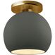 Radiance 1 Light 10 inch Pewter Green and Brushed Brass Semi Flush Ceiling Light