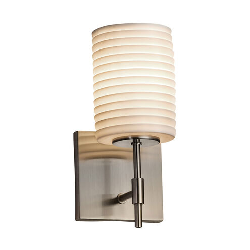 Limoges Collection 1 Light 4.5 inch Brushed Nickel Wall Sconce Wall Light in Sawtooth, Cylinder with Flat Rim, Incandescent