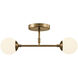 Fusion Collection - Noho Family 2 Light 16.5 inch Brushed Brass and Etched Opal Semi-Flush Ceiling Light, EVOLV