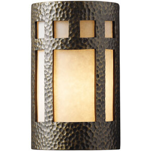 Ambiance Cylinder LED 6 inch Tierra Red Slate ADA Wall Sconce Wall Light in 1000 Lm LED, White Styrene, Small