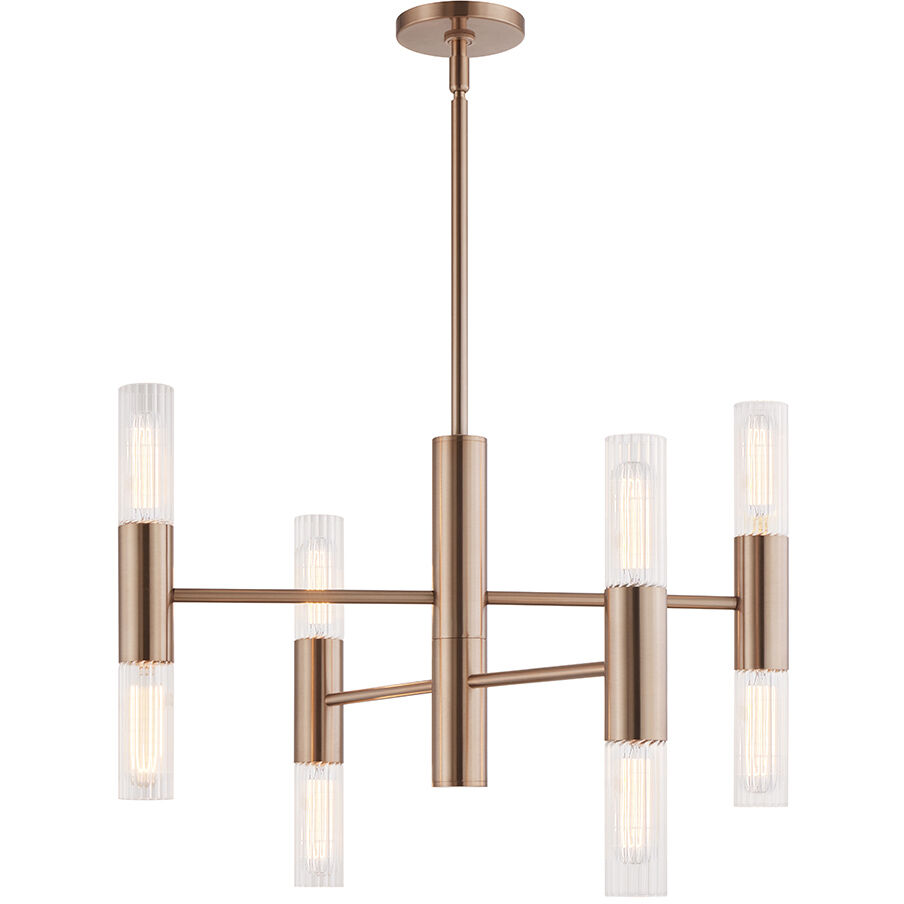 Fusion Collection - Rimini Family 8 Light 24 inch Brushed Brass Chandelier Ceiling Light in 24" D x 24" W x 17.25" H, EVOLV