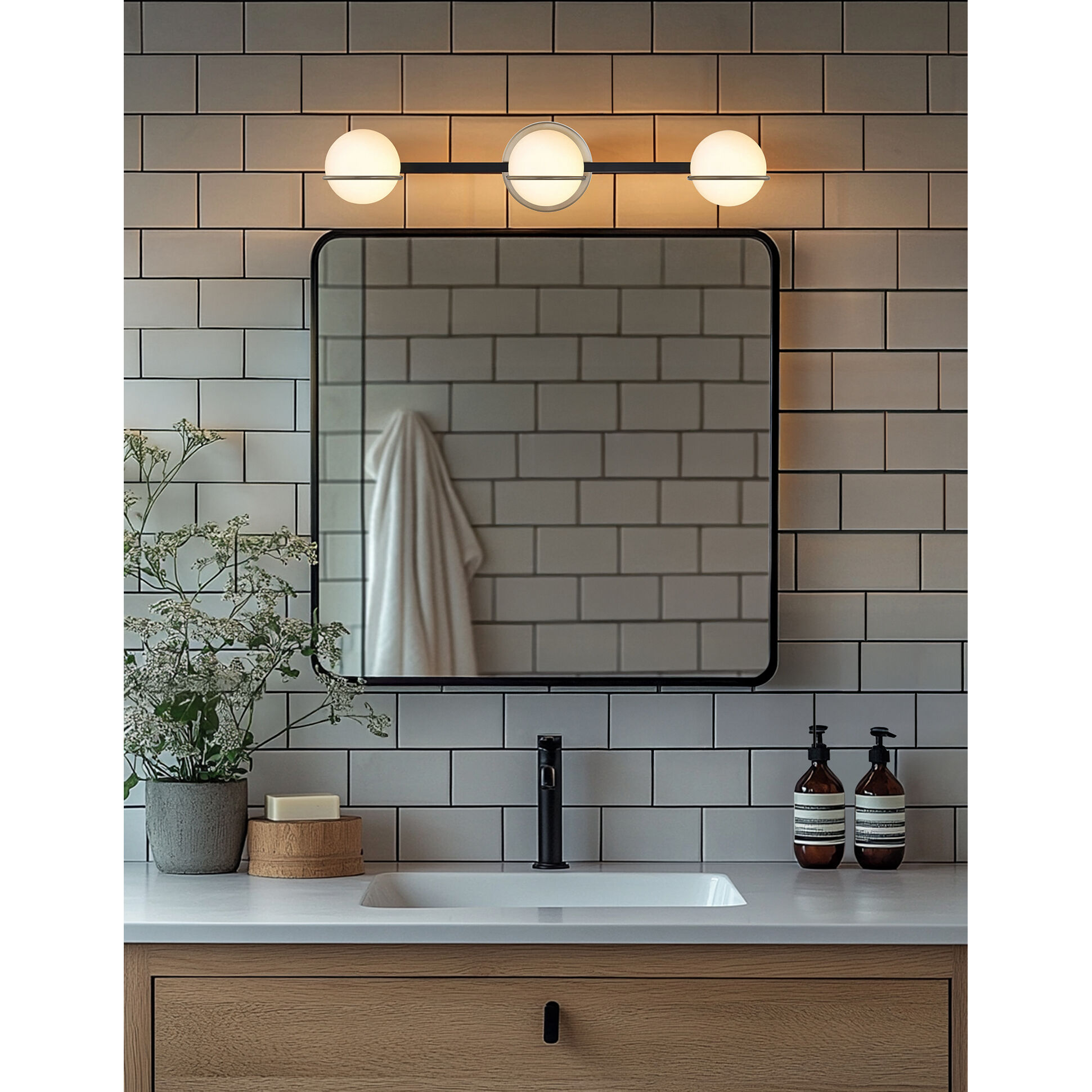 Fusion LED 23 inch Matte Black Bath Bar Wall Light in Matte Black and Brass