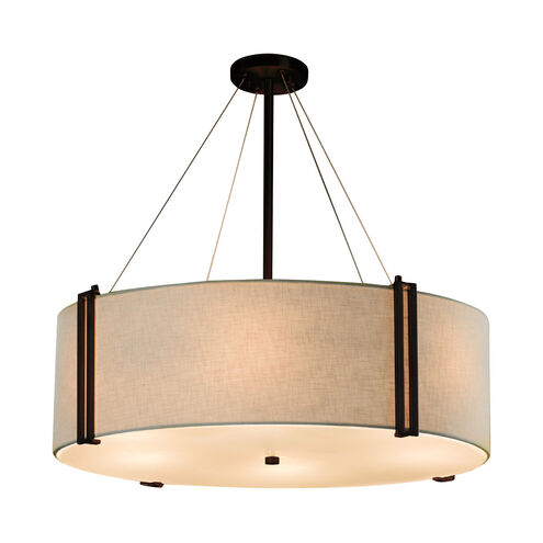 Textile LED 36.5 inch Dark Bronze Drum Pendant Ceiling Light in Cream, 5600 Lm LED