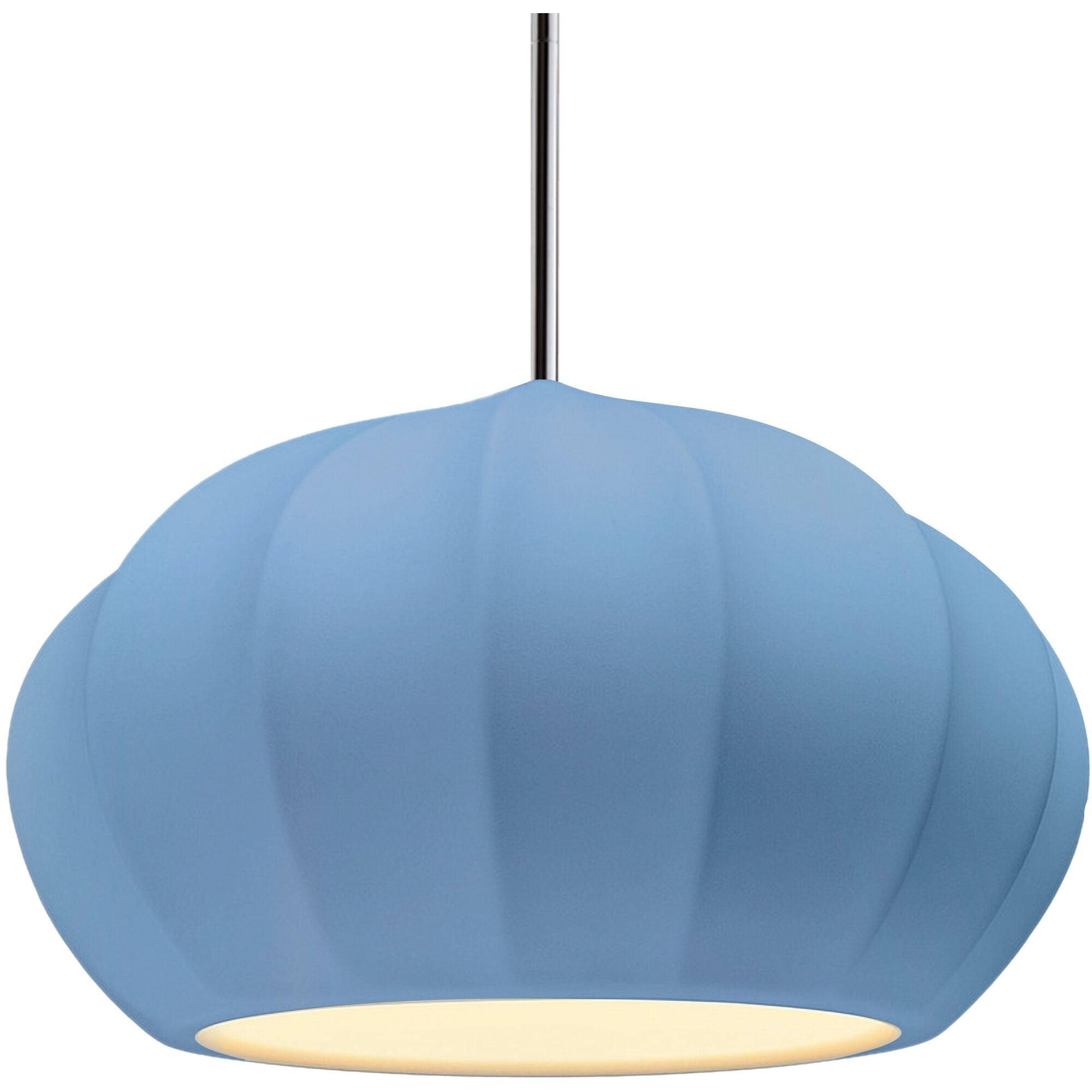 Radiance Collection - Fluted Pendant Ceiling Light in Polished Chrome, Dedicated LED, Rigid Stem, Sky Blue, Form+Finish+Function