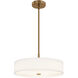 Textile Collection - Genova Family 18 inch Brushed Brass Pendant Ceiling Light in 18" D x 18" W x 7.5" H, White Linen, EVOLV