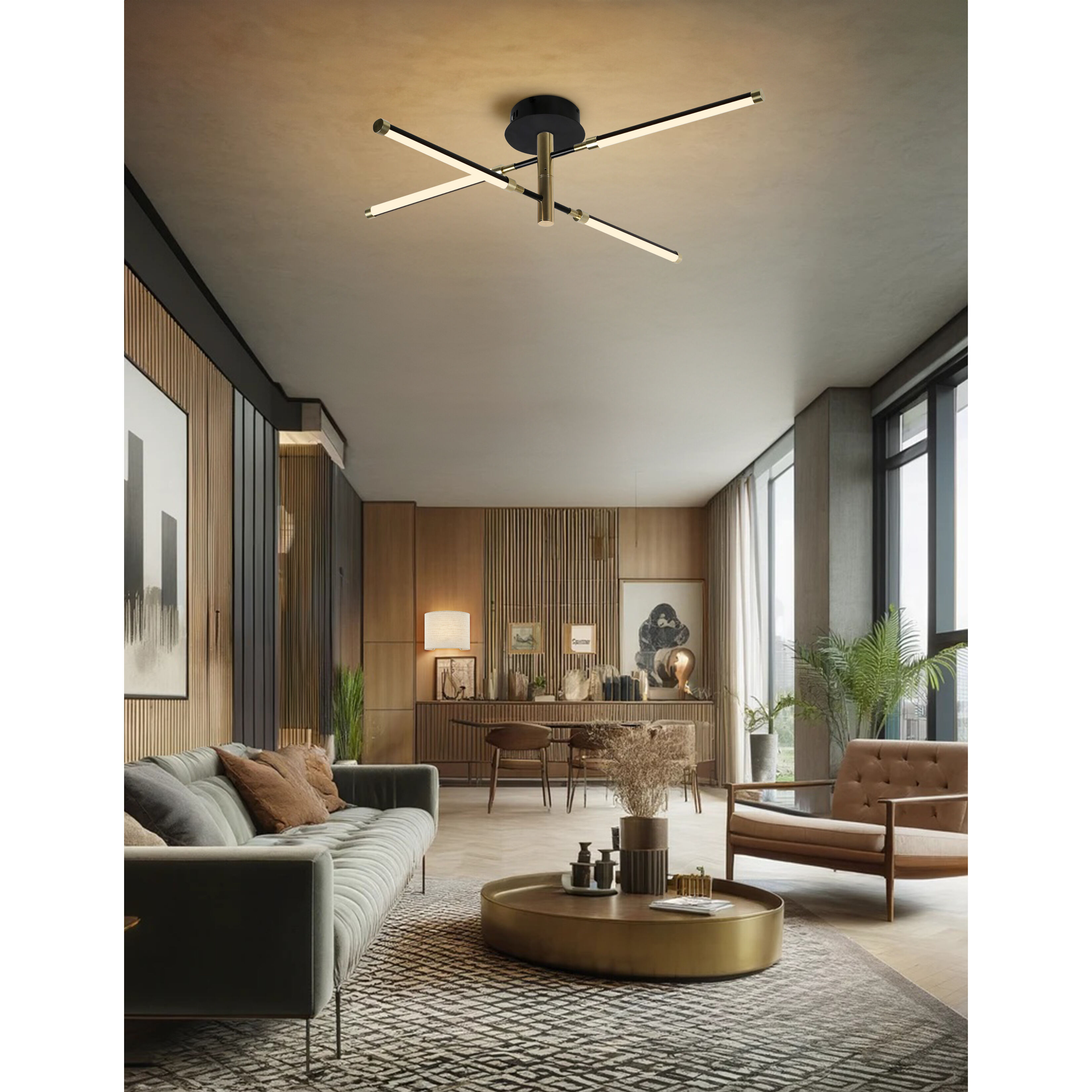 Fianco 4 Light 36 inch Matte Black Chandelier Ceiling Light