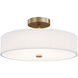 Textile Collection - Genova Family 18 inch Brushed Brass and White Linen Semi-Flush Ceiling Light in 18" D x 18" W x 8.75" H, EVOLV