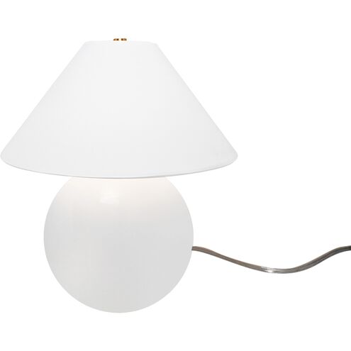 Portable 12 inch 120.00 watt Gloss White and Brushed Brass Portable Lamp Portable Light