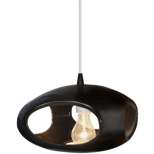Radiance Collection 1 Light 12 inch Matte Black and Gloss Black and White Pendant Ceiling Light