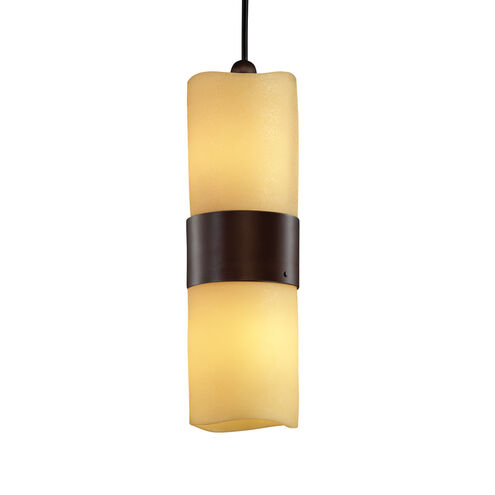 CandleAria LED 4 inch Brushed Nickel Pendant Ceiling Light in 1400 Lm LED, Amber (CandleAria), Cylinder with Melted Rim, Dakota
