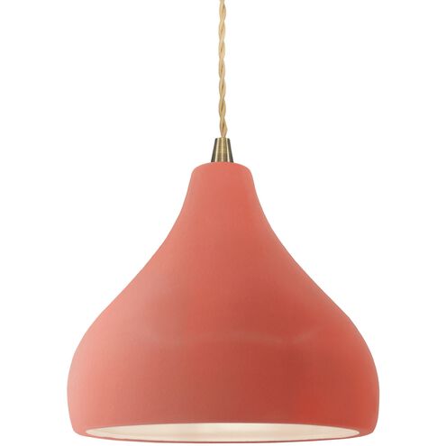 Radiance LED 8 inch Gloss Blush and Antique Brass Pendant Ceiling Light
