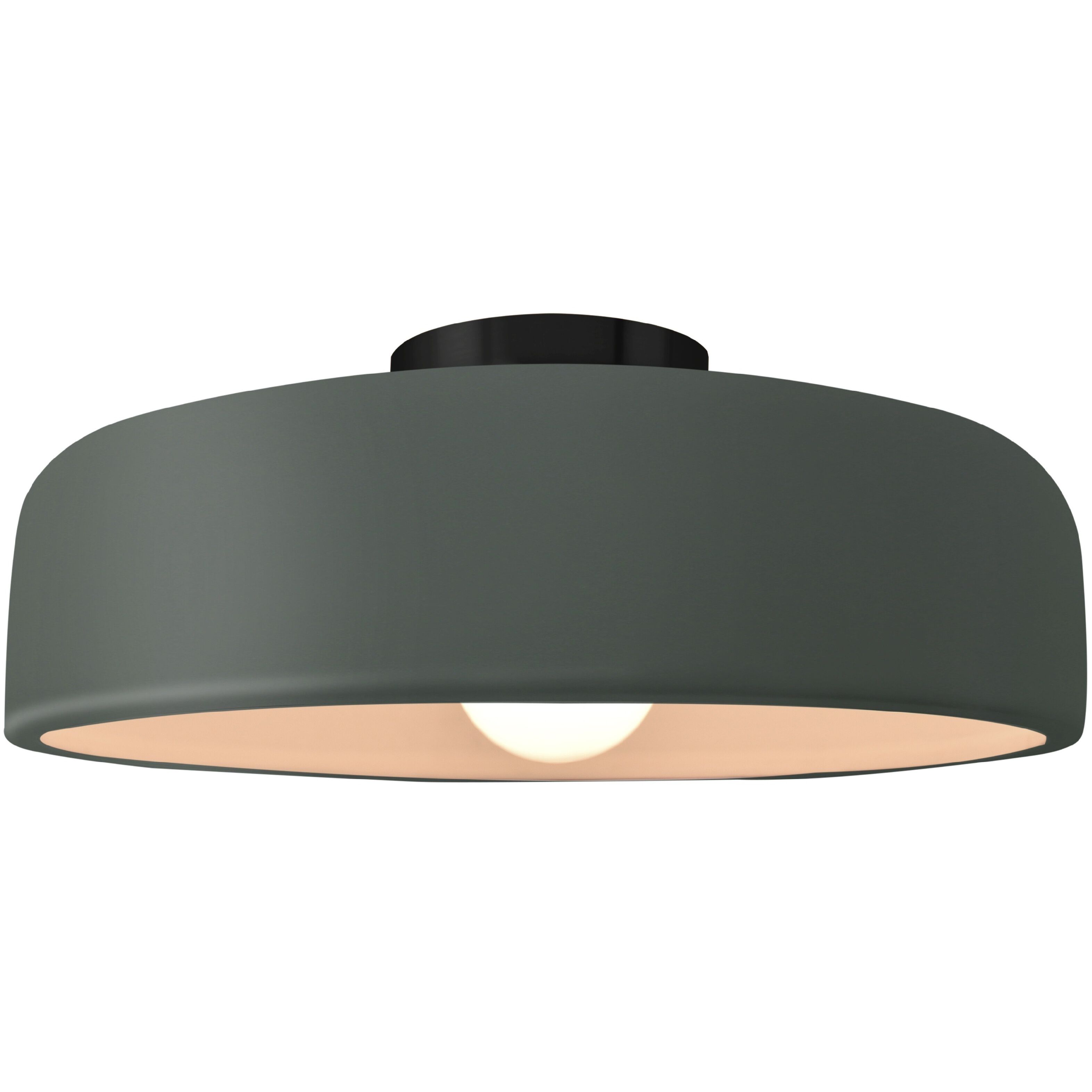 Radiance Collection - Spire 1 Light 16 inch Pewter Green and Matte Black Semi-Flush Ceiling Light in Replaceable Bulb, 16W x 6.5H, Form+Finish+Function