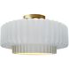 Radiance Collection - Pleated Tier LED 14.5 inch Gloss White and Brushed Brass Semi-Flush Ceiling Light in Dedicated LED, Gloss White (outside and inside of fixture), 14.5W x 7.25H, Form+Finish+Function