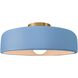 Radiance Collection - Spire 1 Light 16 inch Sky Blue and Brushed Brass Semi-Flush Ceiling Light in Replaceable Bulb, 16W x 6.5H, Form+Finish+Function