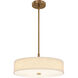 Textile Collection - Genova Family 18 inch Brushed Brass and Cream Linen Semi-Flush Ceiling Light in 18" D x 18" W x 7.5" H, EVOLV