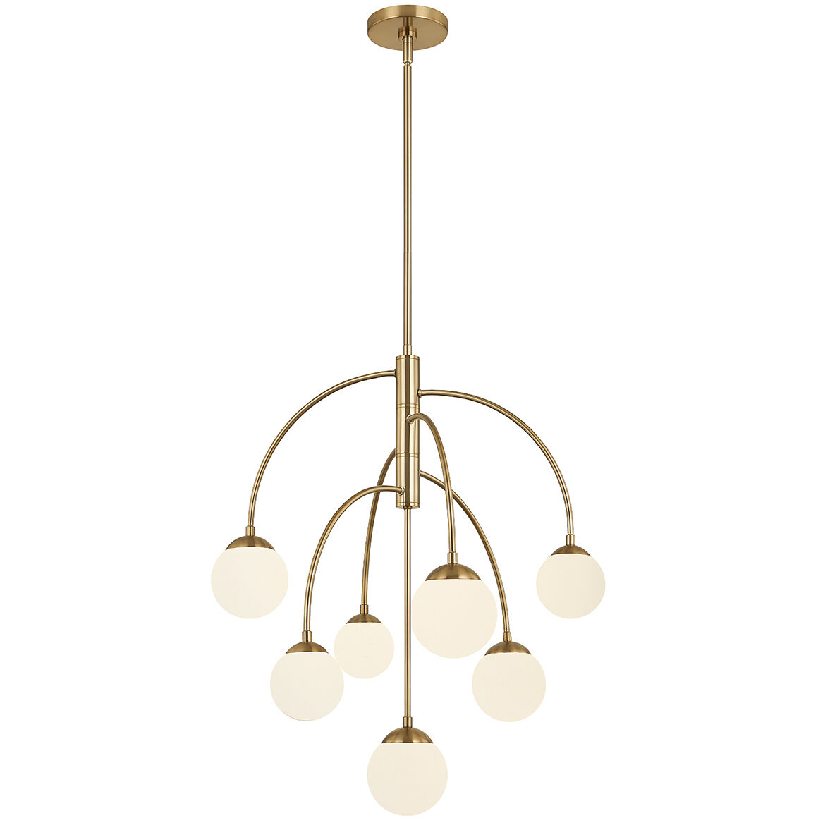 Fusion Collection - Noho Family 7 Light 25 inch Brushed Brass Chandelier Ceiling Light in 25" D x 25" W x 28.25" H, EVOLV
