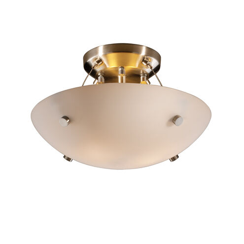 Fusion 14 inch Semi-Flush Bowl Ceiling Light in Pair of Cylinders, Brushed Nickel, Square Bowl, 2000 Lm LED, Mercury Fusion