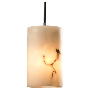 Lumenaria 1 Light 4 inch Brushed Nickel Pendant Ceiling Light in White Cord, Cylinder with Flat Rim, Incandescent