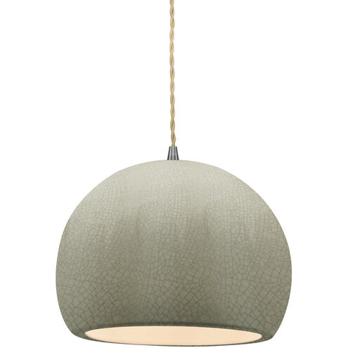 Radiance LED 7 inch Brushed Nickel and Celadon Green Crackle Pendant Ceiling Light