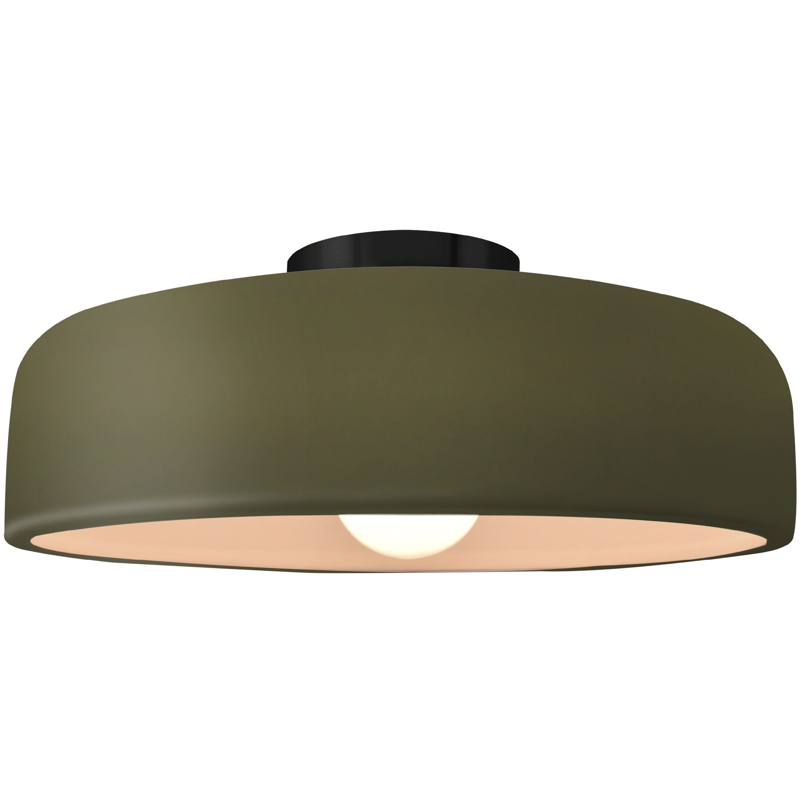 Radiance Collection - Spire 1 Light 13 inch Matte Green and Matte Black Semi-Flush Ceiling Light in Replaceable Bulb, 13W x 6H, Form+Finish+Function