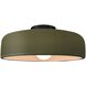 Radiance Collection - Spire 1 Light 13 inch Matte Green and Matte Black Semi-Flush Ceiling Light in Replaceable Bulb, 13W x 6H, Form+Finish+Function