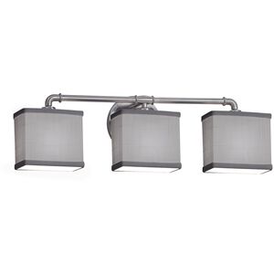 Textile 3 Light 25.25 inch Brushed Nickel Bath Bar Wall Light in Rectangle, Incandescent, Gray, Rectangle