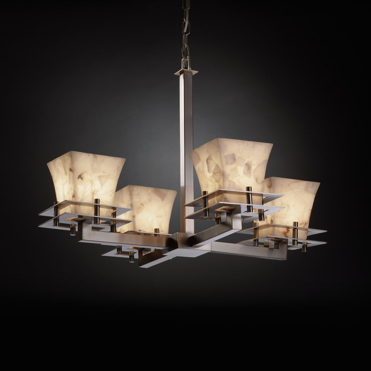 Metropolis 4 Light 25 inch Brushed Nickel Chandelier Ceiling Light in Square Flared