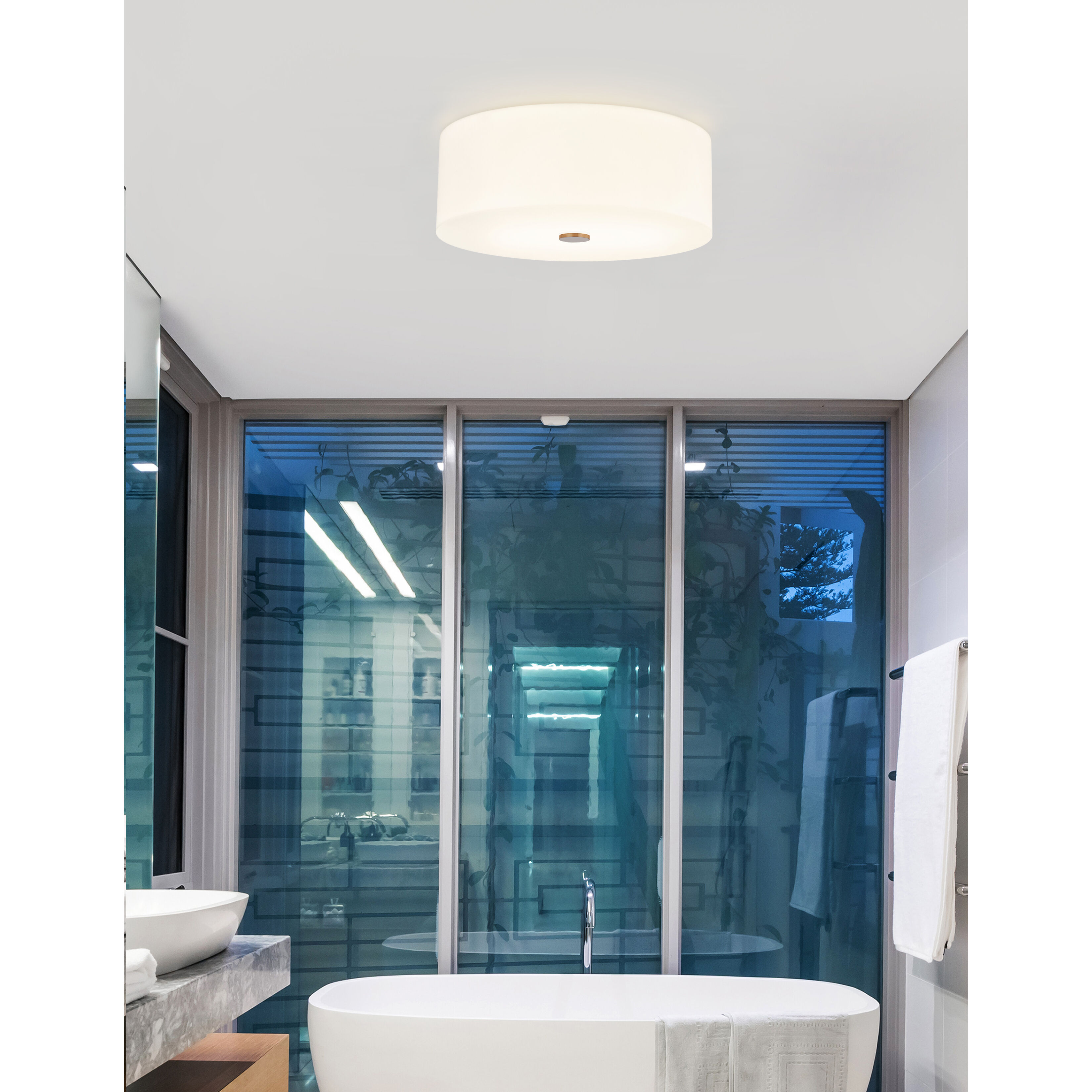 Acryluxe Collection - Classic Family 4 Light 18 inch Brushed Brass Flush-Mount Ceiling Light in 18" D x 18" W x 6.75" H, EVOLV