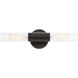 Fusion Collection - Rimini Family 2 Light 4.25 inch Matte Black and Clear Ribbed ADA Wall Sconce Wall Light, EVOLV