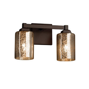 Fusion 2 Light 13 inch Dark Bronze Vanity Light Wall Light in Cylinder with Flat Rim, Incandescent, Mercury Fusion