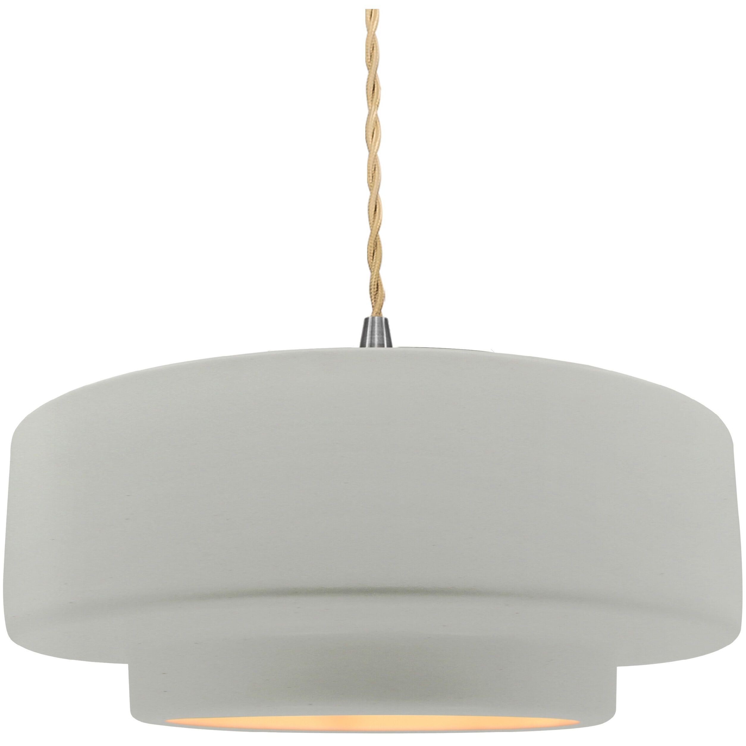 Radiance Collection - Tier Pendant Ceiling Light in Brushed Nickel, Replaceable Bulb, Beige Twist Cord, Matte White/Champagne Gold, 14.5W x 5.25H, Form+Finish+Function