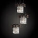 Metropolis 3 Light 7 inch Dark Bronze Pendant Ceiling Light in Grid with Clear Bubbles, Square with Flat Rim