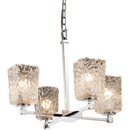 Veneto Luce 5 Light 21.5 inch Polished Chrome Chandelier Ceiling Light in Clear Textured (Veneto Luce), Square with Rippled Rim, Incandescent