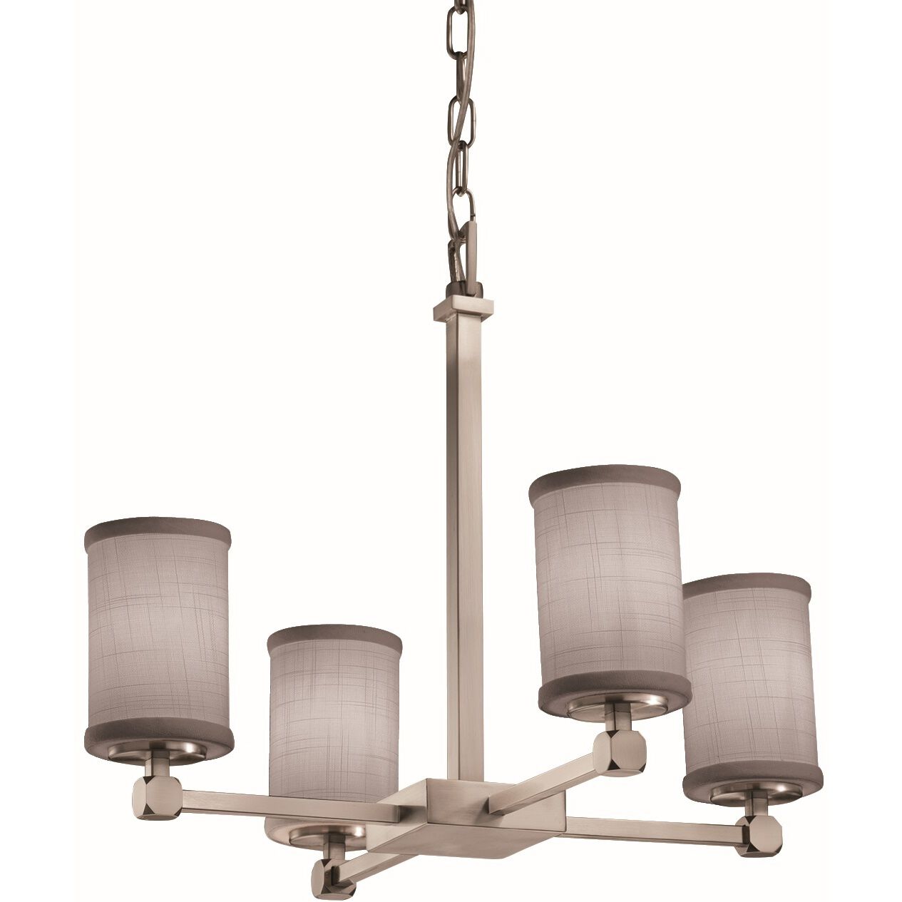 Textile 4 Light 21 inch Brushed Nickel Chandelier Ceiling Light, Tetra Family, Choices