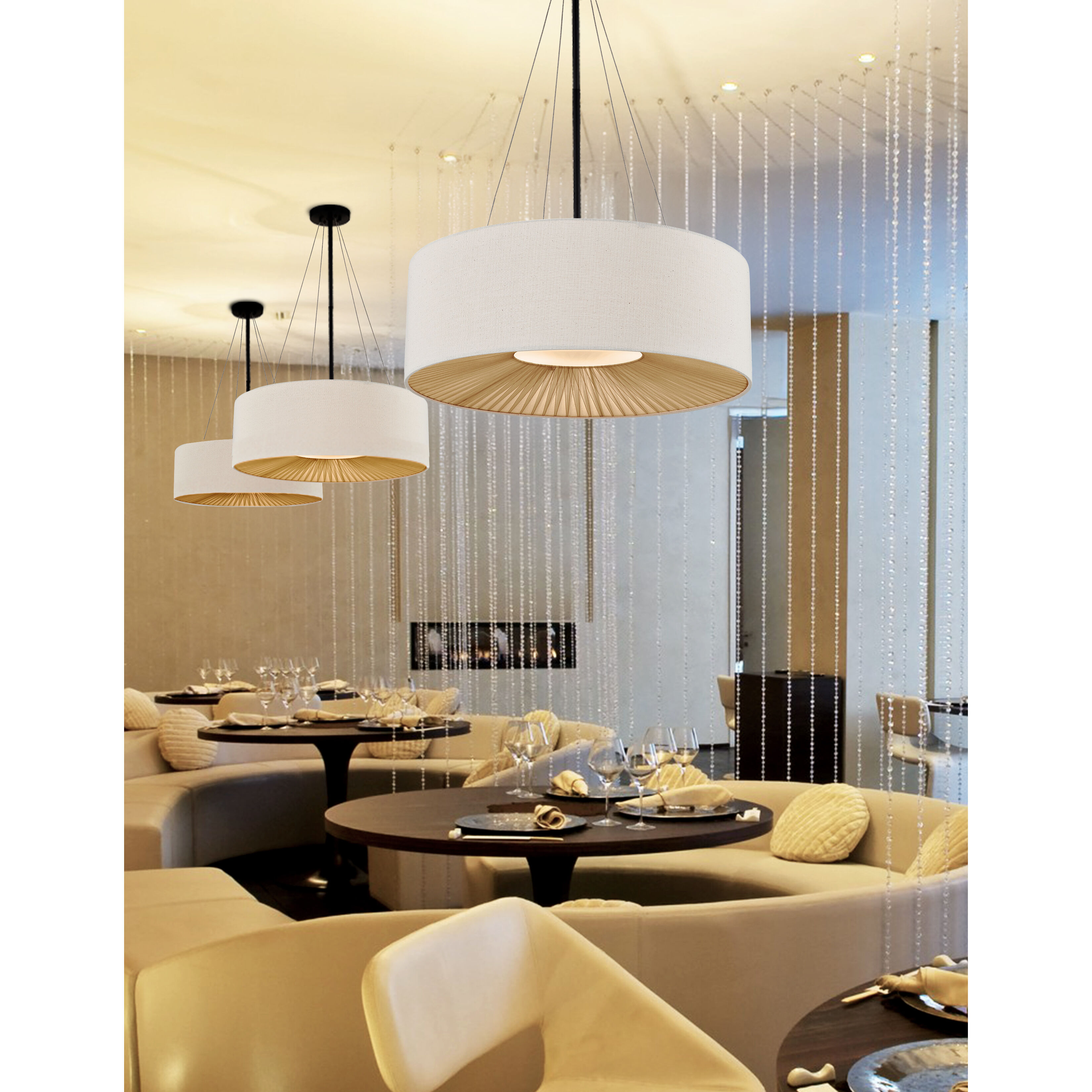 Textile Collection 8 Light 48 inch Matte Black Pendant Ceiling Light, Warren Family