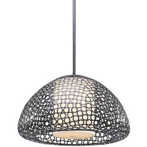 Dilston LED 24 inch Bronze Pendant Ceiling Light in Cream Linen Fabric