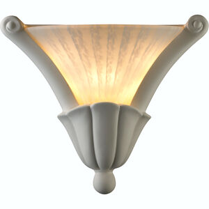 Ambiance Curved Cone 1 Light 13 inch Antique Silver Wall Sconce Wall Light in White Striped Glass