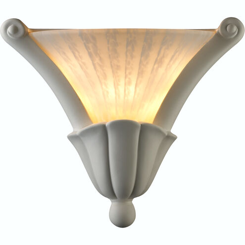 Ambiance Curved Cone 1 Light 13 inch Antique Silver Wall Sconce Wall Light in White Frosted Glass