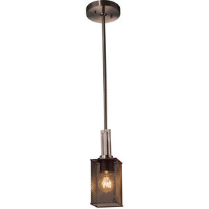 Wire Mesh 1 Light 4 inch Polished Chrome Pendant Ceiling Light in Cylinder with Flat Rim