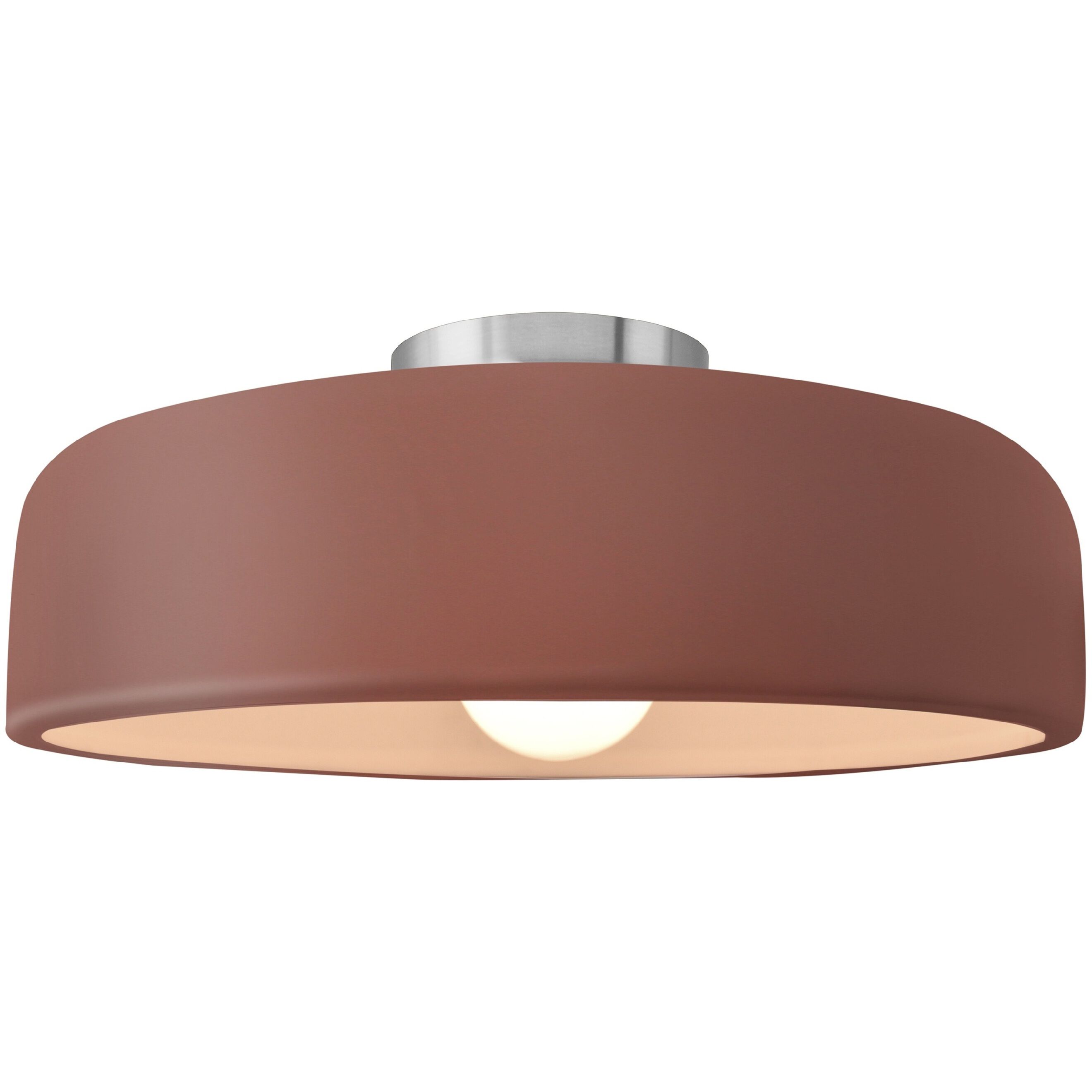Radiance Collection - Spire 1 Light 13 inch Canyon Clay and Brushed Nickel Semi-Flush Ceiling Light in Replaceable Bulb, 13W x 6H, Form+Finish+Function