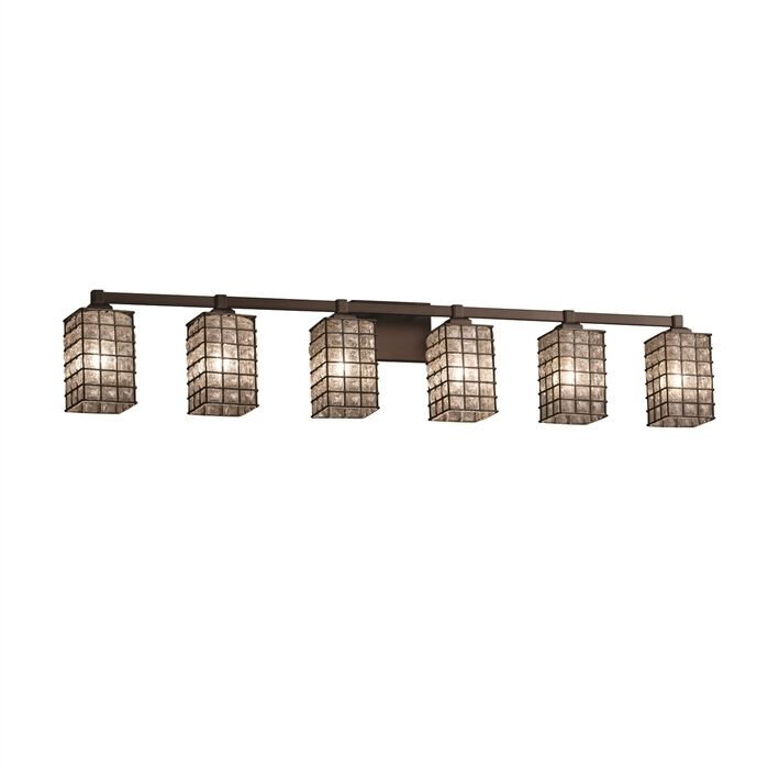 Wire Glass LED 49 inch Polished Chrome Bath Bar Wall Light in 4200 Lm LED, Grid with Clear Bubbles, Square with Flat Rim, Regency
