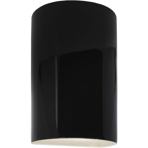 Ambiance Cylinder LED 9.5 inch Gloss Black Outdoor Wall Sconce, Small