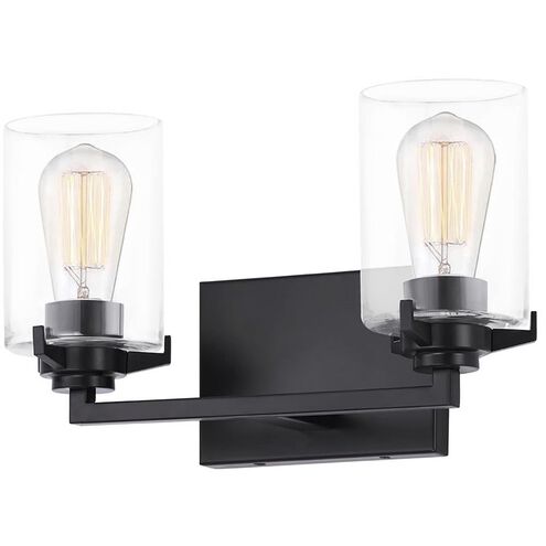 Fusion Collection - Cilindro 14.25 inch Clear Glass Bath Bar Wall Light in Matte Black