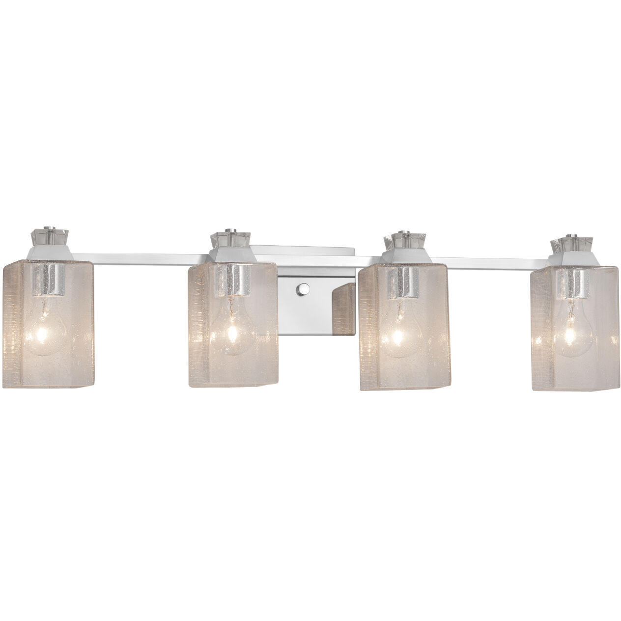 Fusion Ardent 4 Light 32.5 inch Brushed Nickel Bath Bar Wall Light in Square with Flat Rim, Incandescent, Almond Fusion