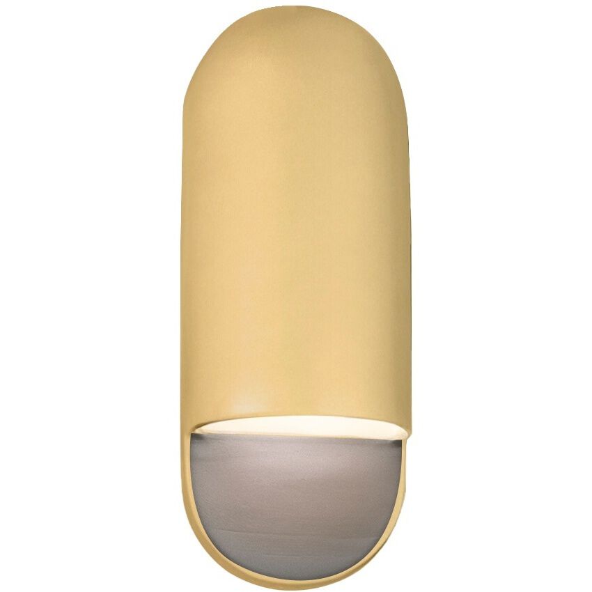 Ambiance Collection - Capsule 1 Light 5 inch Muted Yellow Outdoor Wall Sconce in Replaceable Bulb, 4D x 14H, Form+Finish+Function