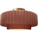 Radiance Collection - Pleated Tier 1 Light 14.5 inch Canyon Clay and Brushed Brass Semi-Flush Ceiling Light in Replaceable Bulb, 14.5W x 7.25H, Form+Finish+Function