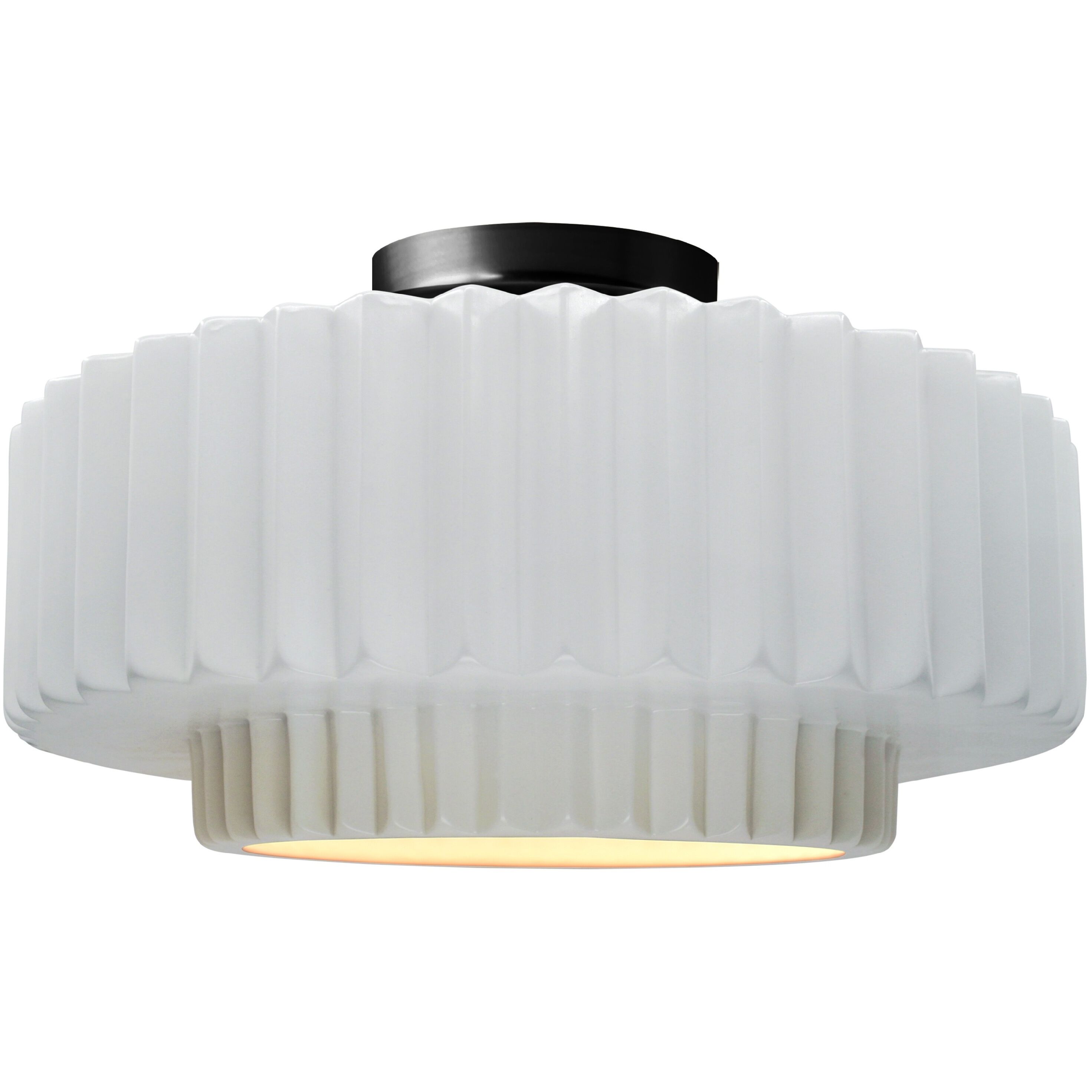 Radiance Collection - Pleated Tier LED 16.5 inch Gloss White and Matte Black Semi-Flush Ceiling Light in Dedicated LED, Gloss White (outside and inside of fixture), 16.5W x 8H, Form+Finish+Function